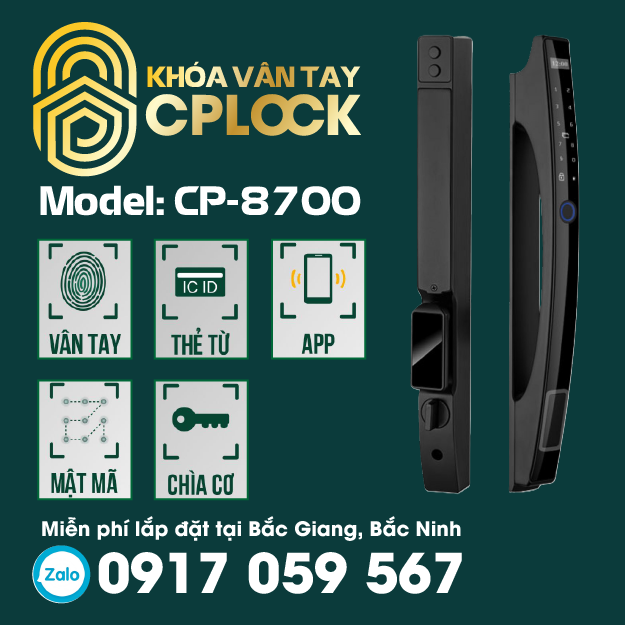 Khóa Vân Tay Bắc Giang - Khóa Cửa Vân Tay Thông Minh CPLOCK CP8700 1 khoa van tay bac giang 10 1